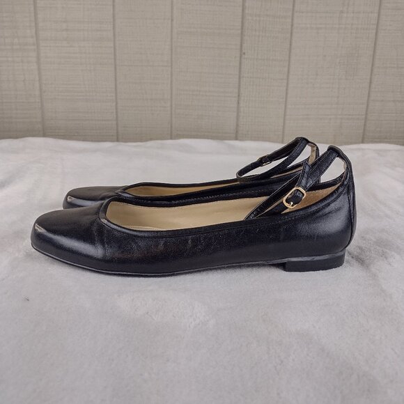 Lauren Ralph Lauren Black Ankle Strap Flats - Picture 1 of 5